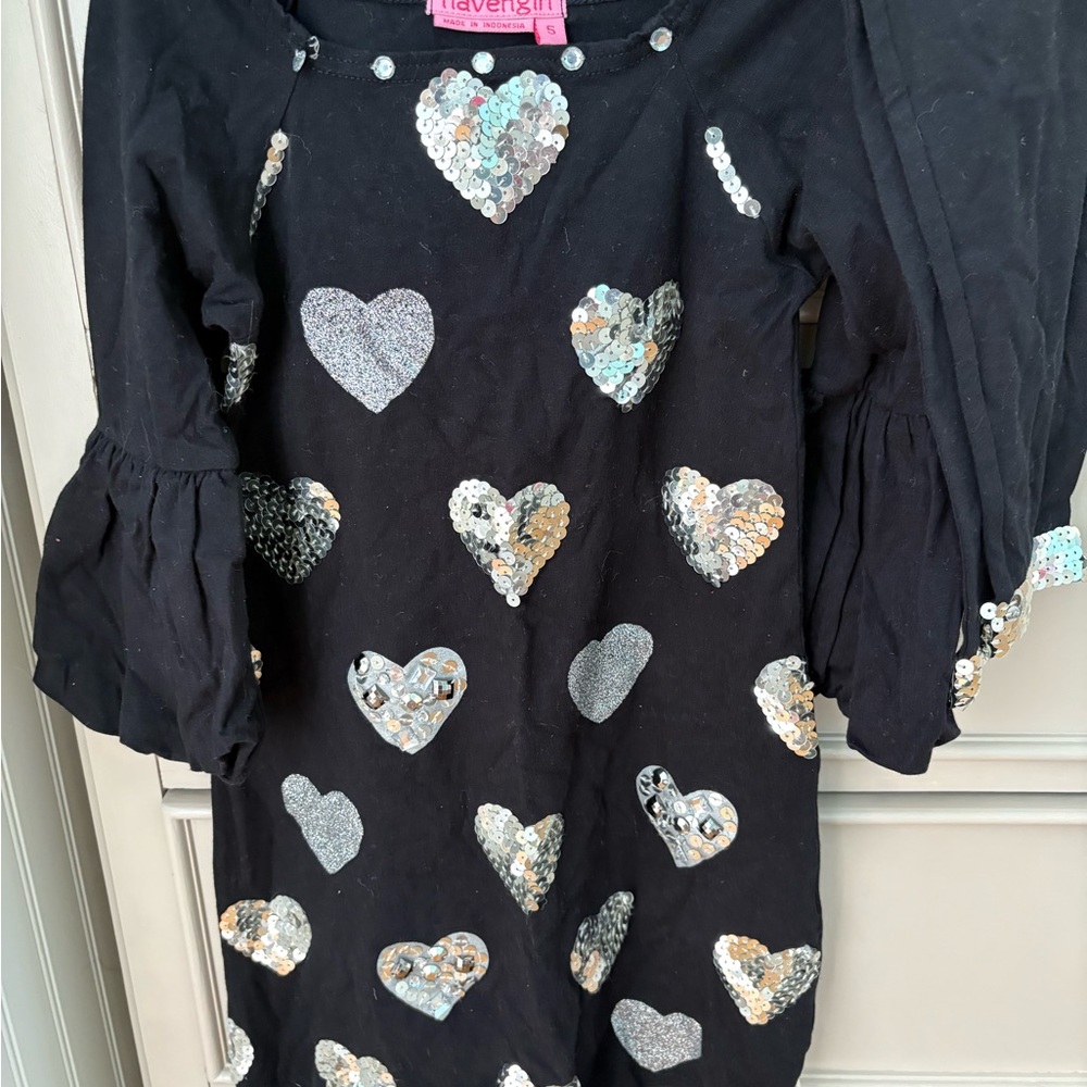 Haven Girl silver sequin heart tunic w/ sequin detail leggings nwt size 5